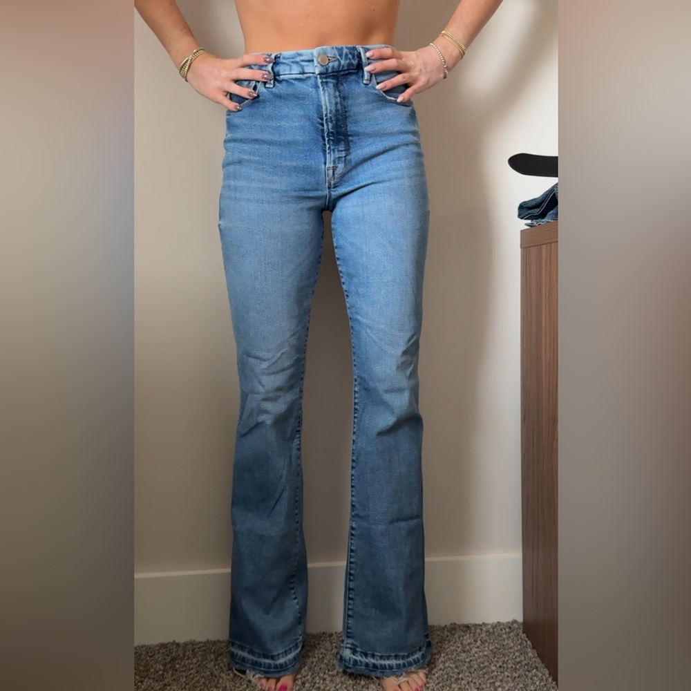 Good American Light Blue Flare Jeans